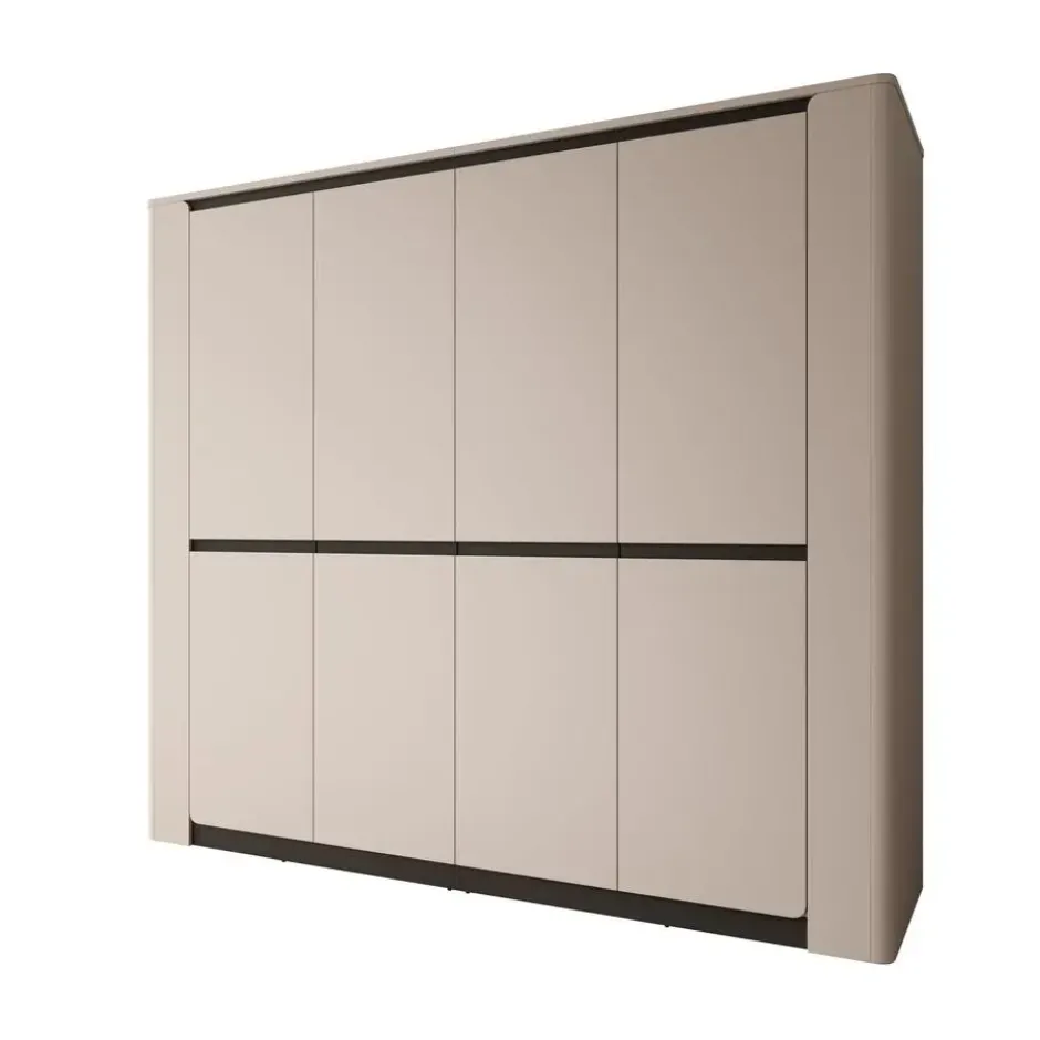Meubella - Vexon - Kledingkast 4 deuren - Beige/Zwart - 240x63x214 cm