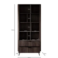 Meubella - Victoria - Boekenkast - Donker eiken - 88x38x194 cm
