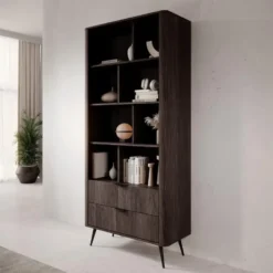 Meubella - Victoria - Boekenkast - Donker eiken - 88x38x194 cm