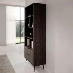 Meubella - Victoria - Boekenkast - Donker eiken - 88x38x194 cm