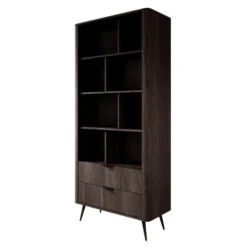 Meubella - Victoria - Boekenkast - Donker eiken - 88x38x194 cm