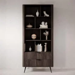 Meubella - Victoria - Boekenkast - Donker eiken - 88x38x194 cm