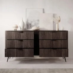 Meubella - Victoria - Ladekast - Donker eiken - 163x38x81 cm
