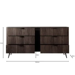 Meubella - Victoria - Ladekast - Donker eiken - 163x38x81 cm