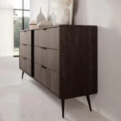 Meubella - Victoria - Ladekast - Donker eiken - 163x38x81 cm