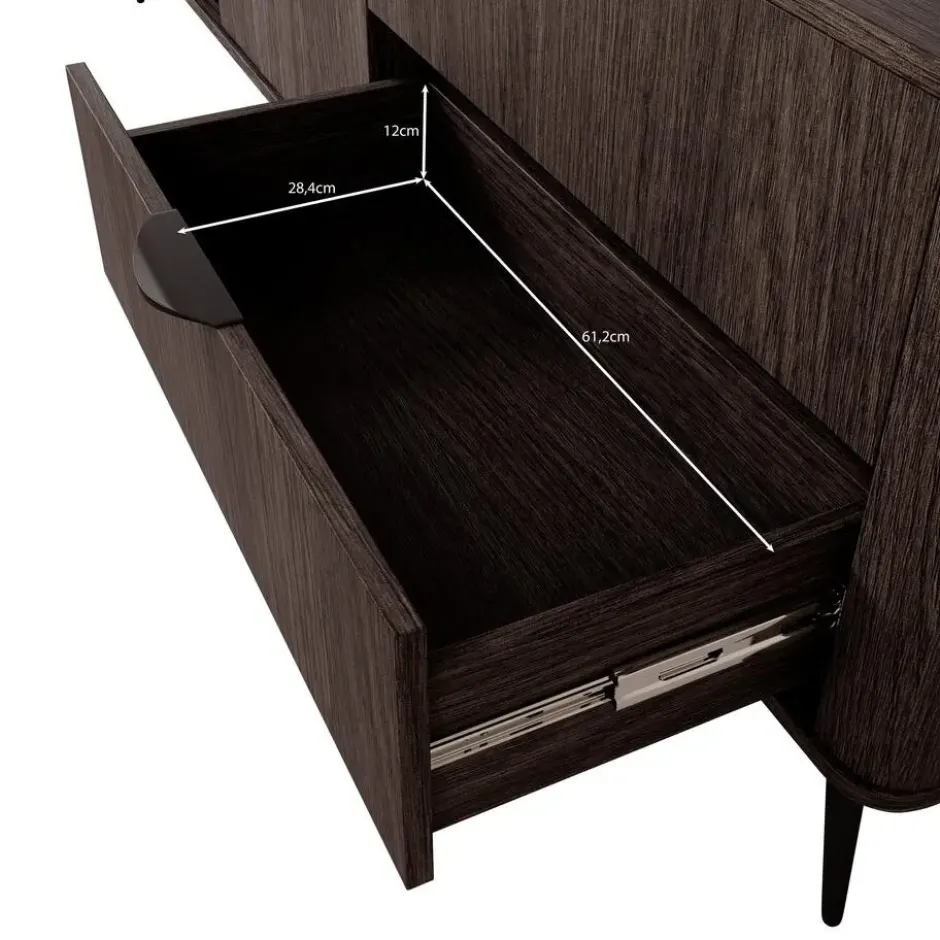 Meubella - Victoria - TV-Meubel - Donker eiken - 195 cm