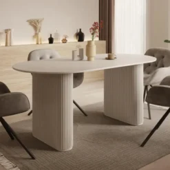 Meubella - Viento - Eetkamertafel - Wit - 180x90x76 cm