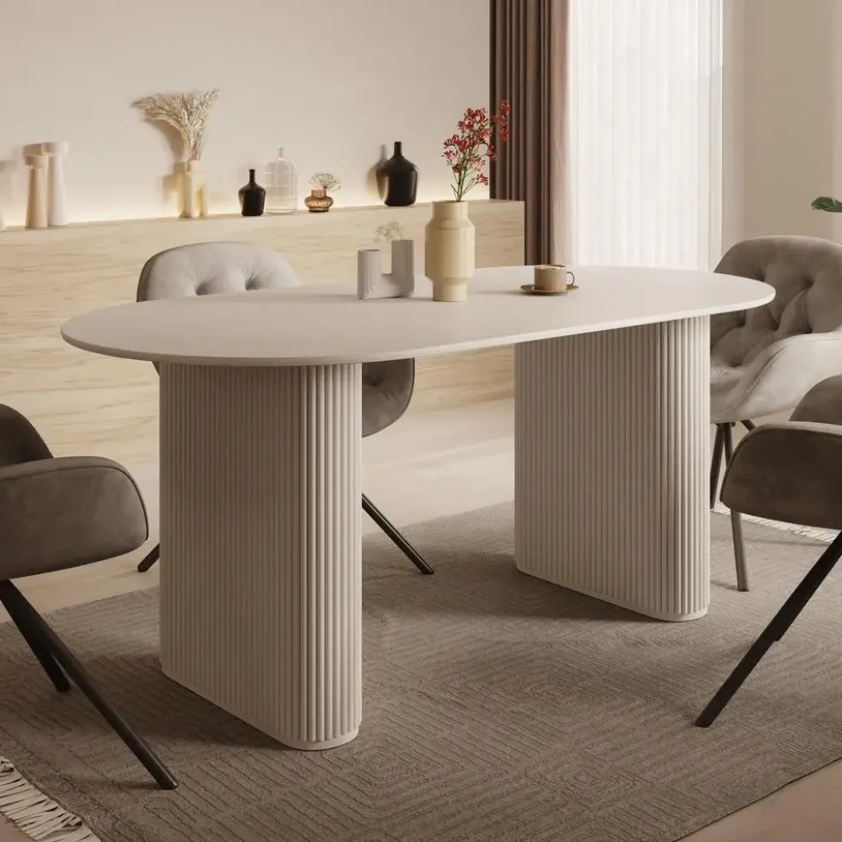 Meubella - Viento - Eetkamertafel - Wit - 180x90x76 cm