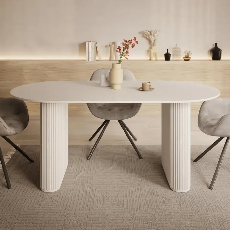 Meubella - Viento - Eetkamertafel - Wit - 180x90x76 cm