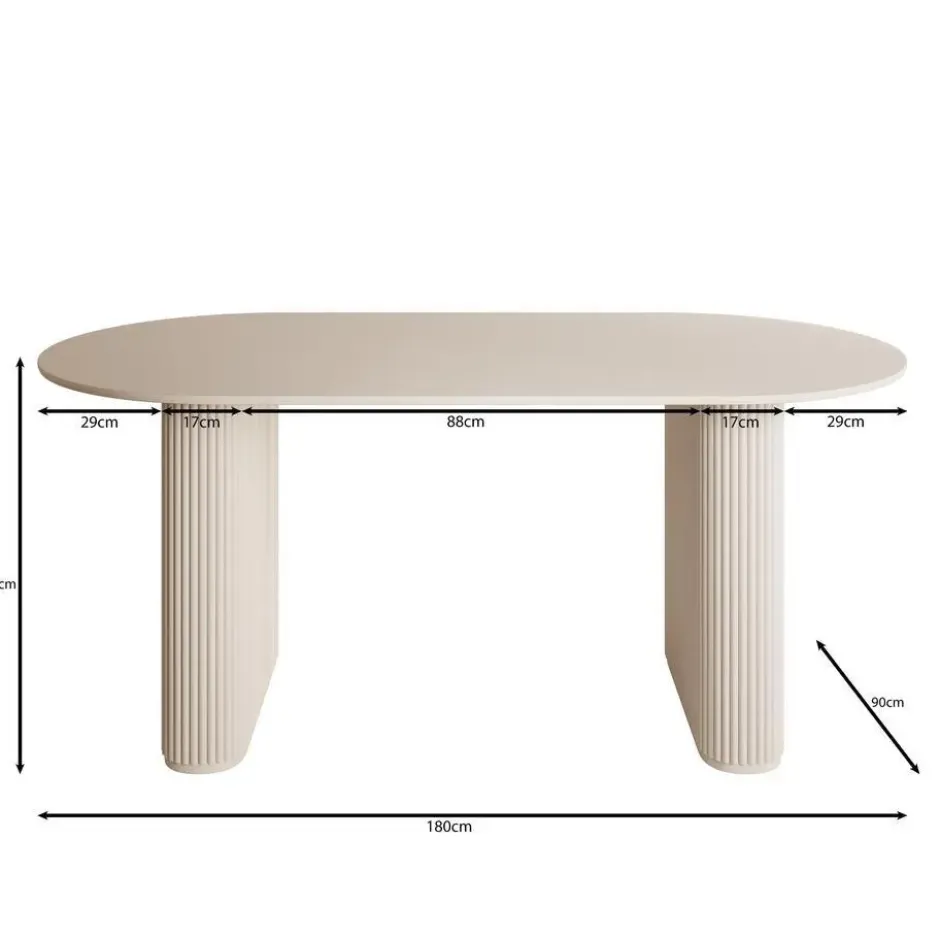 Meubella - Viento - Eetkamertafel - Wit - 180x90x76 cm