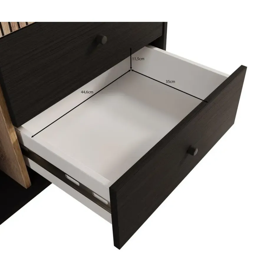 Meubella - Vitrinekast Charles 1 - Zwart eiken - 87 cm