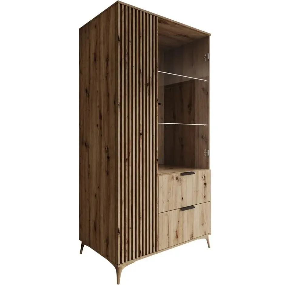 Meubella - Vitrinekast Evy - Eiken - 100 cm