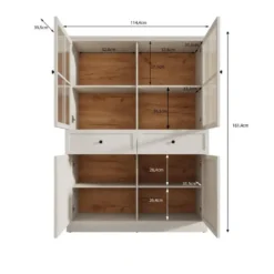 Meubella - Vitrinekast Leroy - Wit eiken - 114 cm