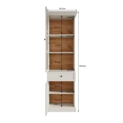 Meubella - Vitrinekast Leroy - Wit eiken - 63 cm