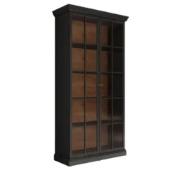 Meubella - Vitrinekast Leroy - Zwart eiken - 102 cm