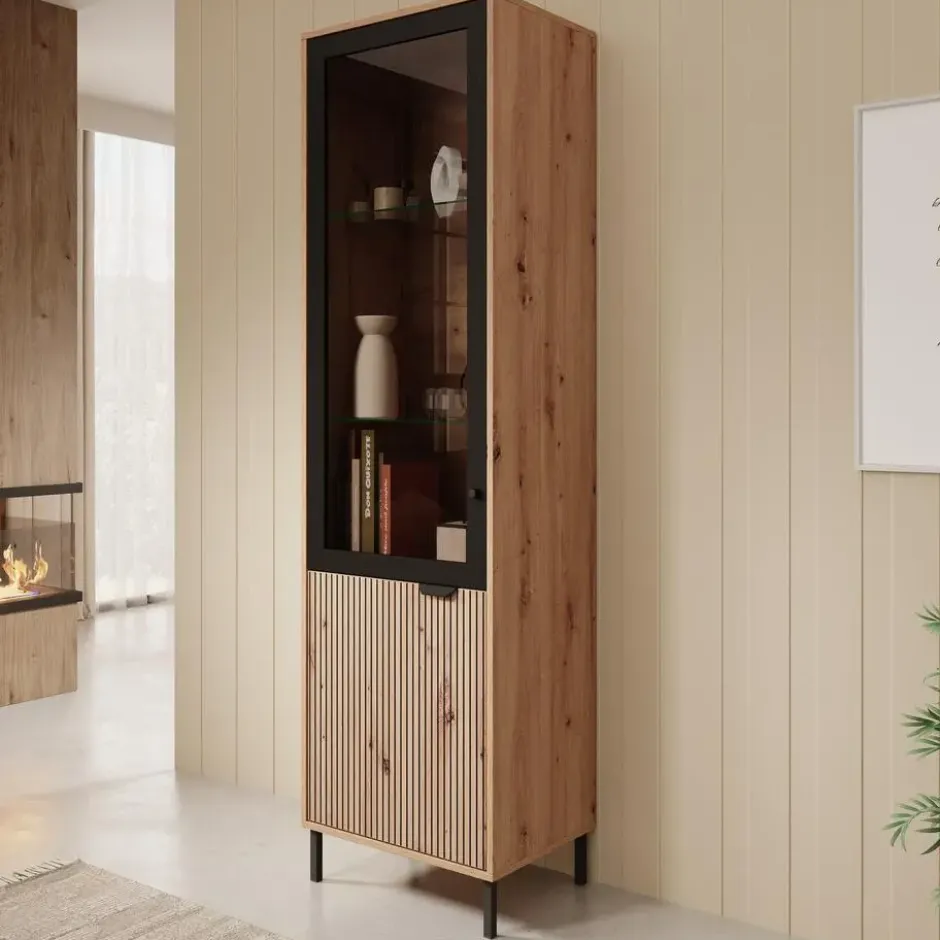 Meubella - Vitrinekast Malaika - Eiken - 55 cm