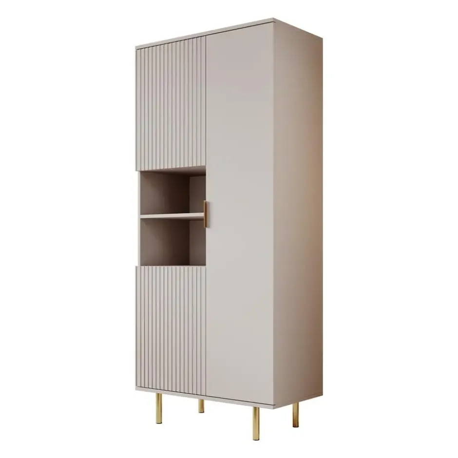 Meubella - Vitrinekast Nicola - Beige - 80 cm