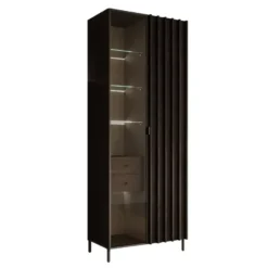 Meubella - Vitrinekast Paz - Donkerbruin eiken - 73 cm