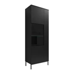 Meubella - Vitrinekast Queen - Mat Zwart - 70 cm