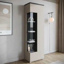 Meubella - Vitrinekast Sekai - Beige - 55 cm