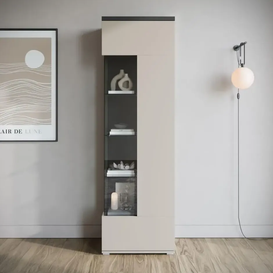 Meubella - Vitrinekast Sekai - Beige - 55 cm