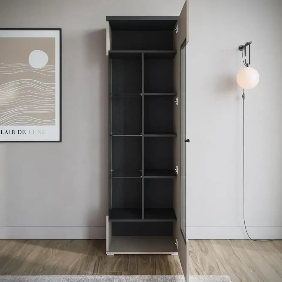 Meubella - Vitrinekast Sekai - Beige - 55 cm