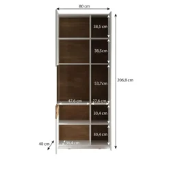 Meubella - Vitrinekast Sublime - Grijs - Eiken - 80 cm - Hoog