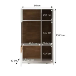 Meubella - Vitrinekast Sublime - Grijs - Eiken - 80 cm - Laag