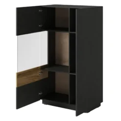Meubella - Vitrinekast Sublime - Grijs - Eiken - 80 cm - Laag