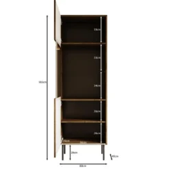 Meubella - Vitrinekast Tartagal - Donkerbruin eiken - 60 cm