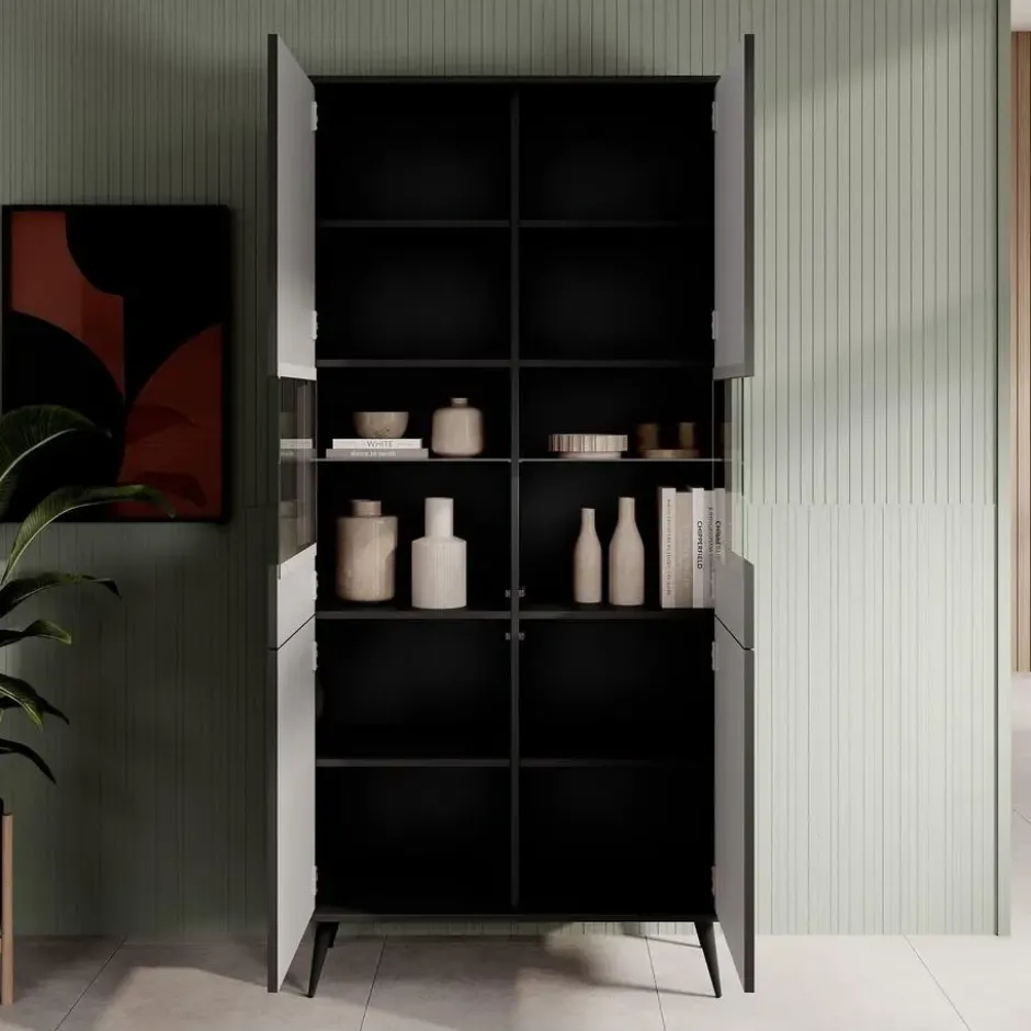 Meubella - Vitrinekast Winq - Antraciet - 90 cm