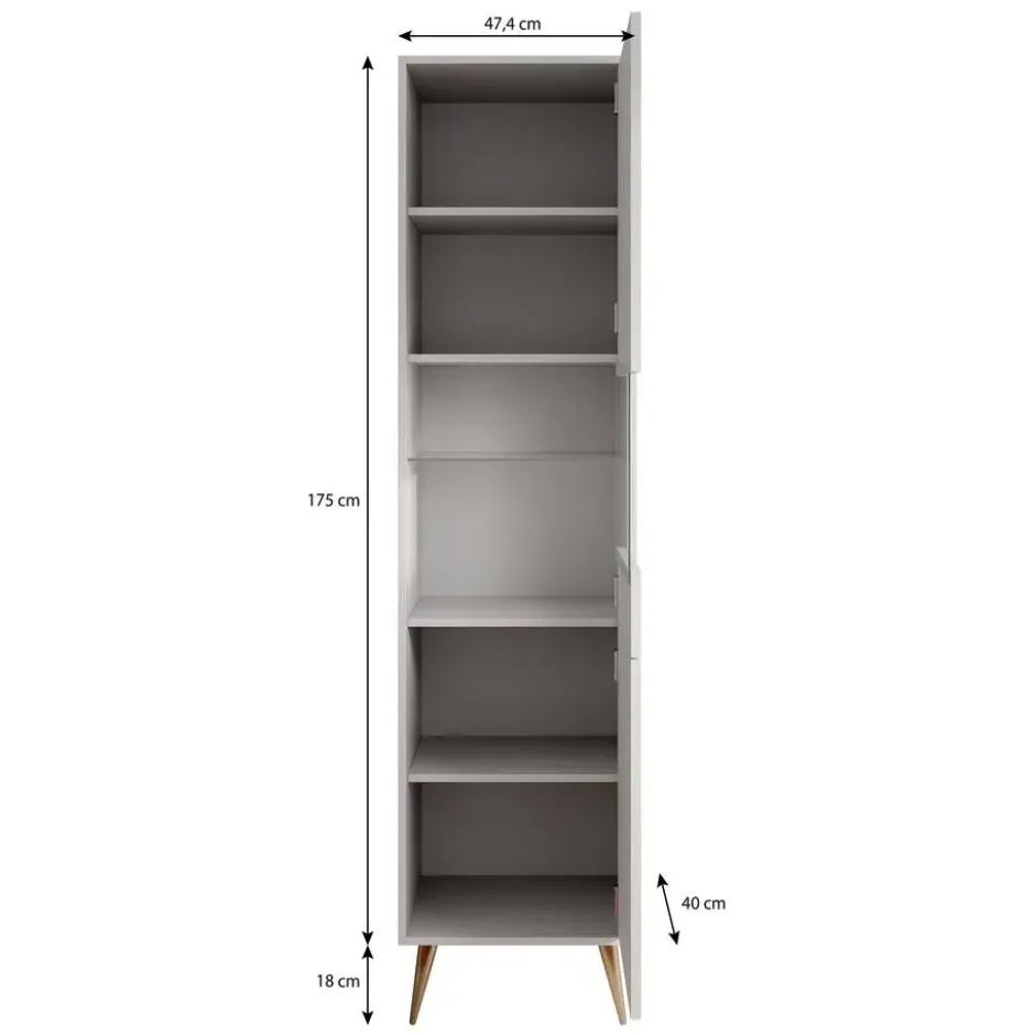 Meubella - Vitrinekast Winq - Antraciet - 45 cm