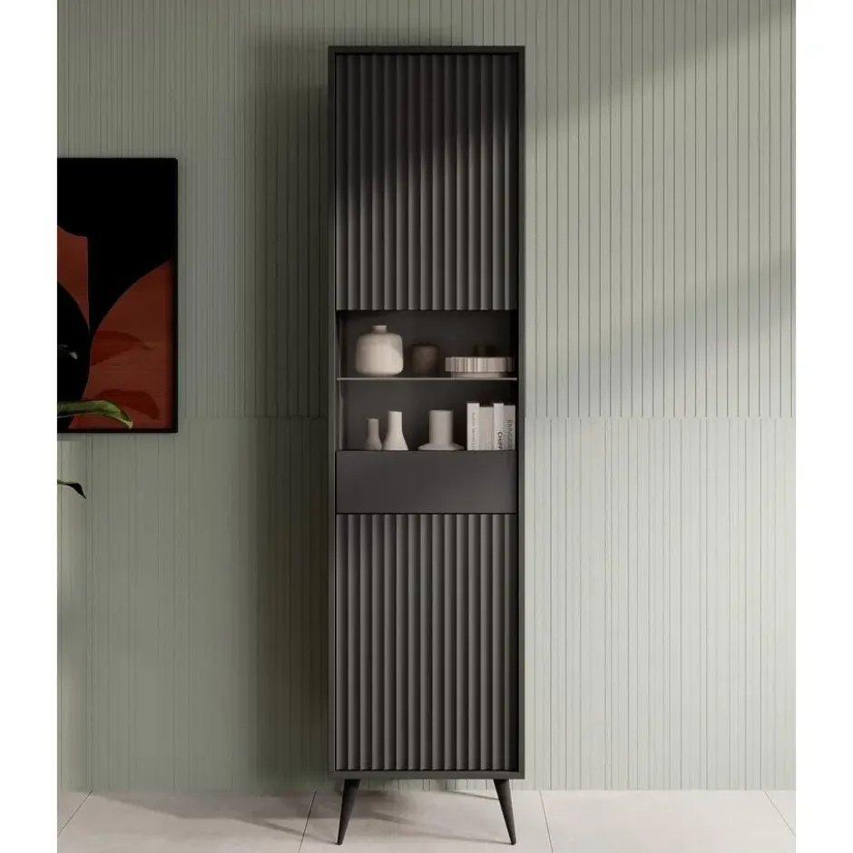 Meubella - Vitrinekast Winq - Antraciet - 45 cm
