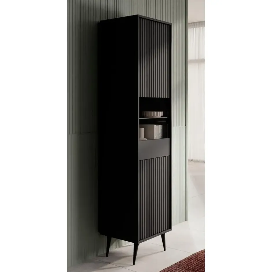 Meubella - Vitrinekast Winq - Antraciet - 45 cm