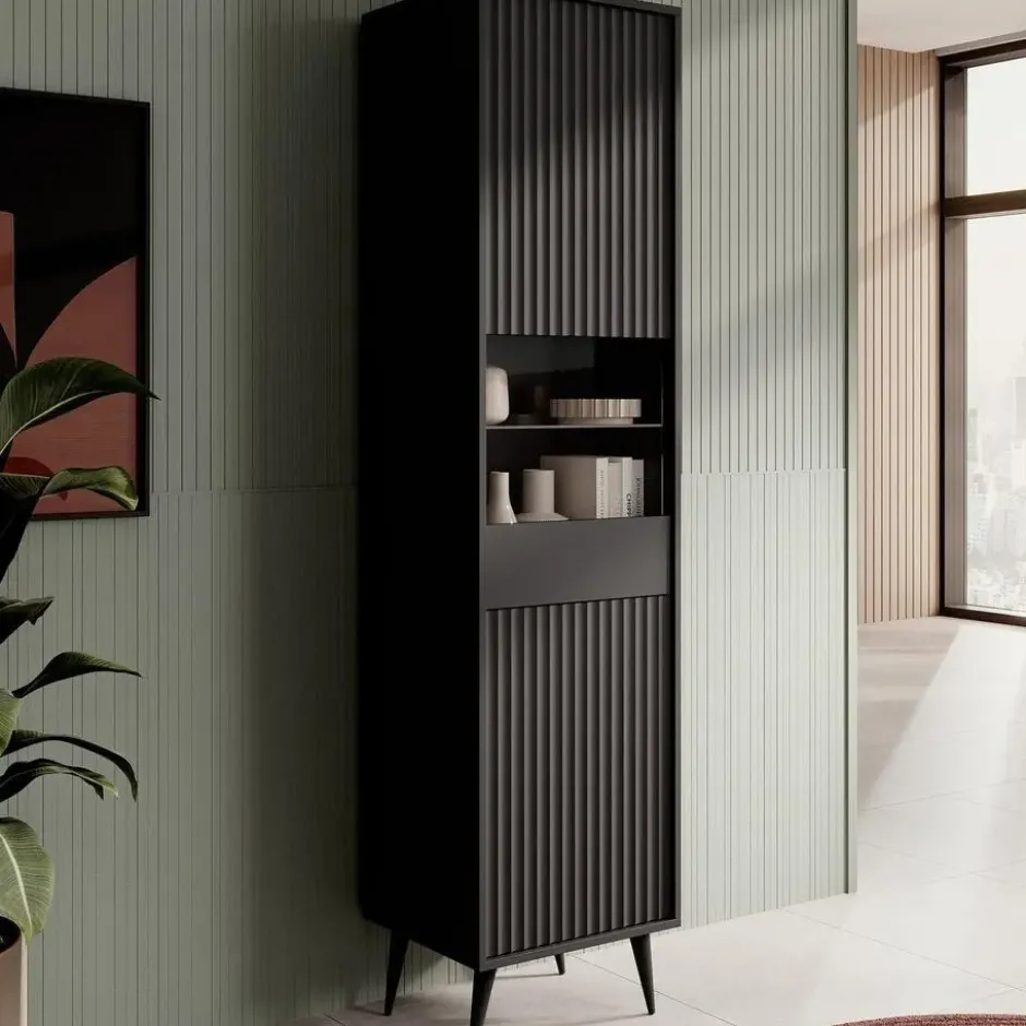 Meubella - Vitrinekast Winq - Antraciet - 45 cm