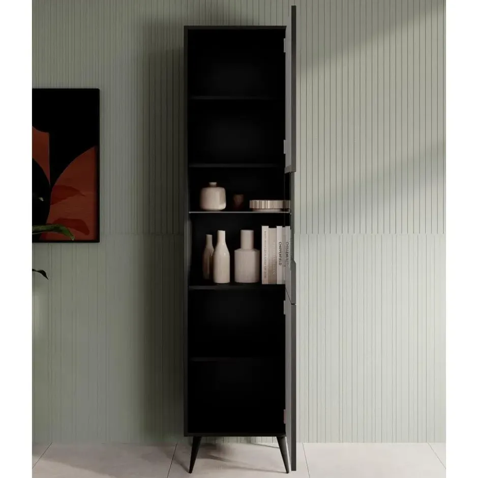 Meubella - Vitrinekast Winq - Antraciet - 45 cm