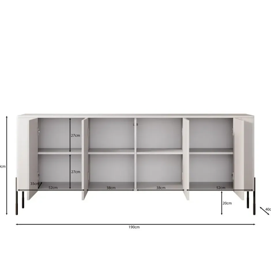 Meubella - Vivi - Dressoir - Wit - 190 cm