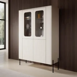 Meubella - Vivi - Vitrinekast - Beige - 110x40x160 cm