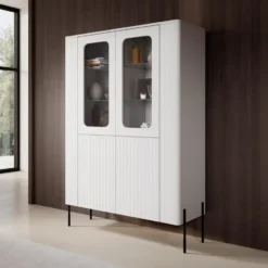 Meubella - Vivi - Vitrinekast - Wit - 110x40x160 cm