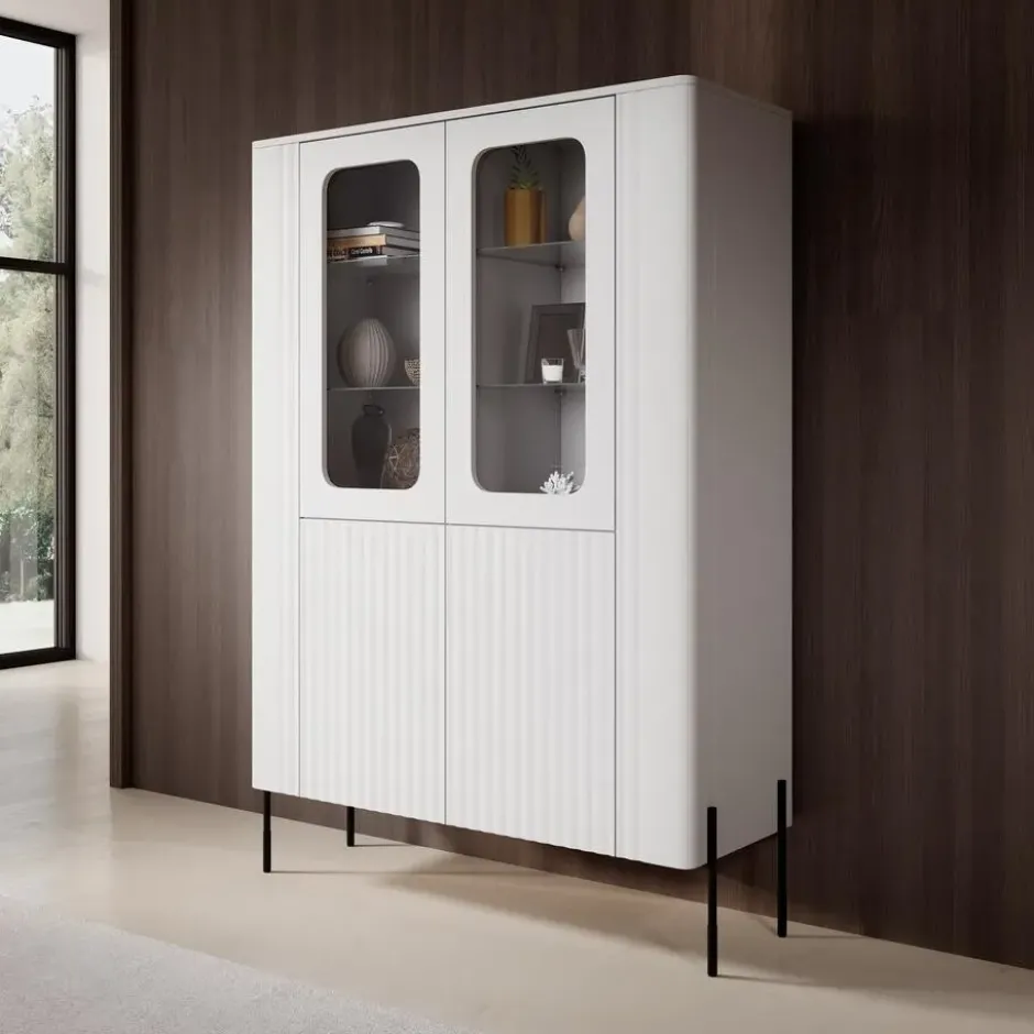 Meubella - Vivi - Vitrinekast - Wit - 110x40x160 cm