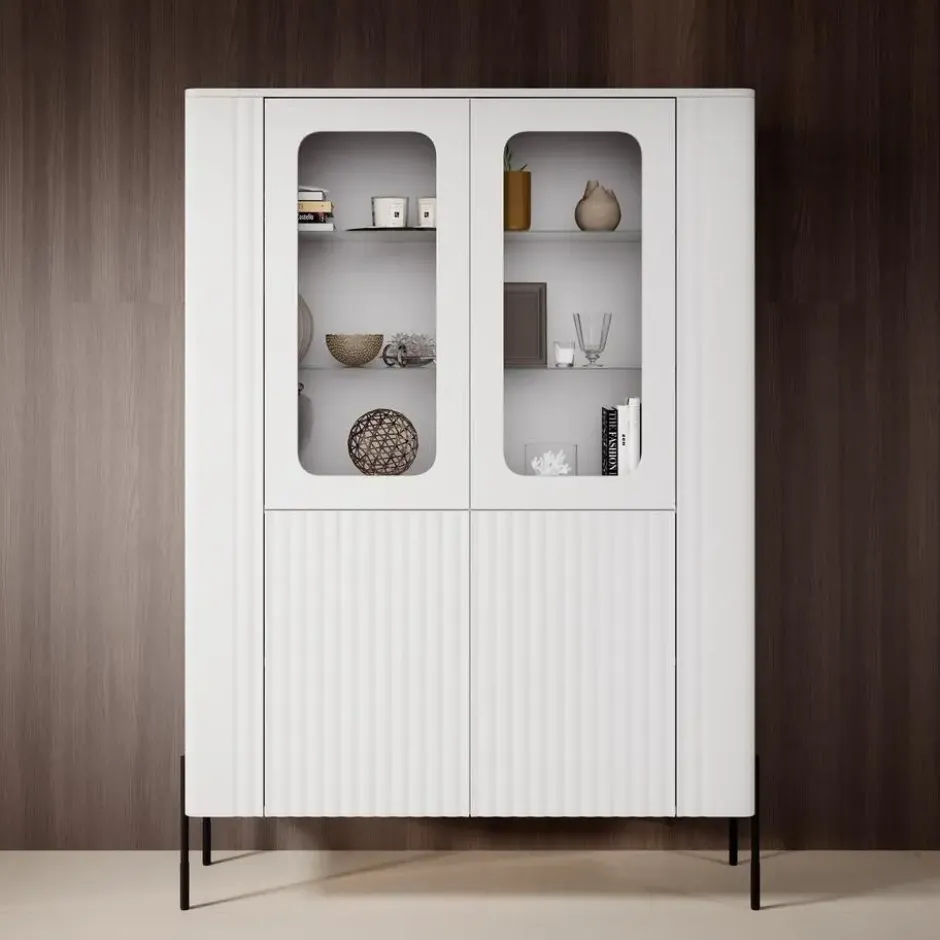 Meubella - Vivi - Vitrinekast - Wit - 110x40x160 cm