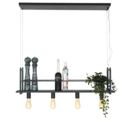Mexlite Hanglamp buckley - 4 lichts - zwart - 100x140 cm