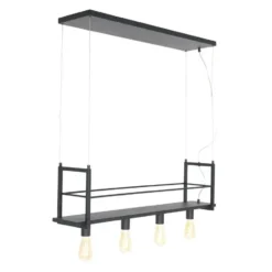 Mexlite Hanglamp buckley - 4 lichts - zwart - 100x140 cm