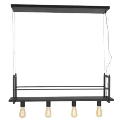 Mexlite Hanglamp buckley - 4 lichts - zwart - 100x140 cm