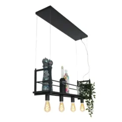 Mexlite Hanglamp buckley - 4 lichts - zwart - 100x140 cm
