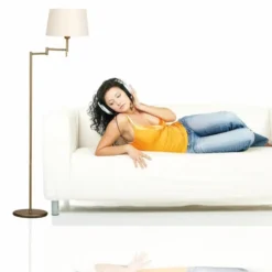 Mexlite Vloerlamp bella - brons - 45x154 cm
