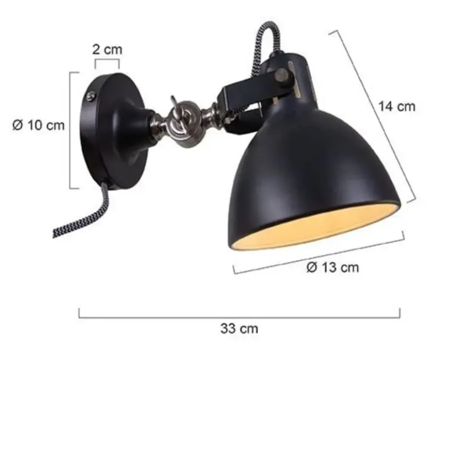 Mexlite Wandlamp cera - zwart - 13x16 cm