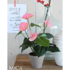 Mica Decorations Anthurium Kunstplant 40 cm lichtroze