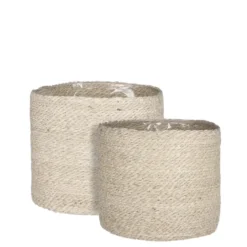 Mica Decorations Atlantic Mand voor Planten Set van 2 - Ø30 cm - Crème