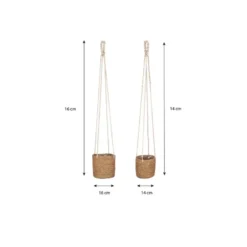 Mica Decorations Atlantic Plantenmand Set van 2 - Ø16 cm - Lichtbruin